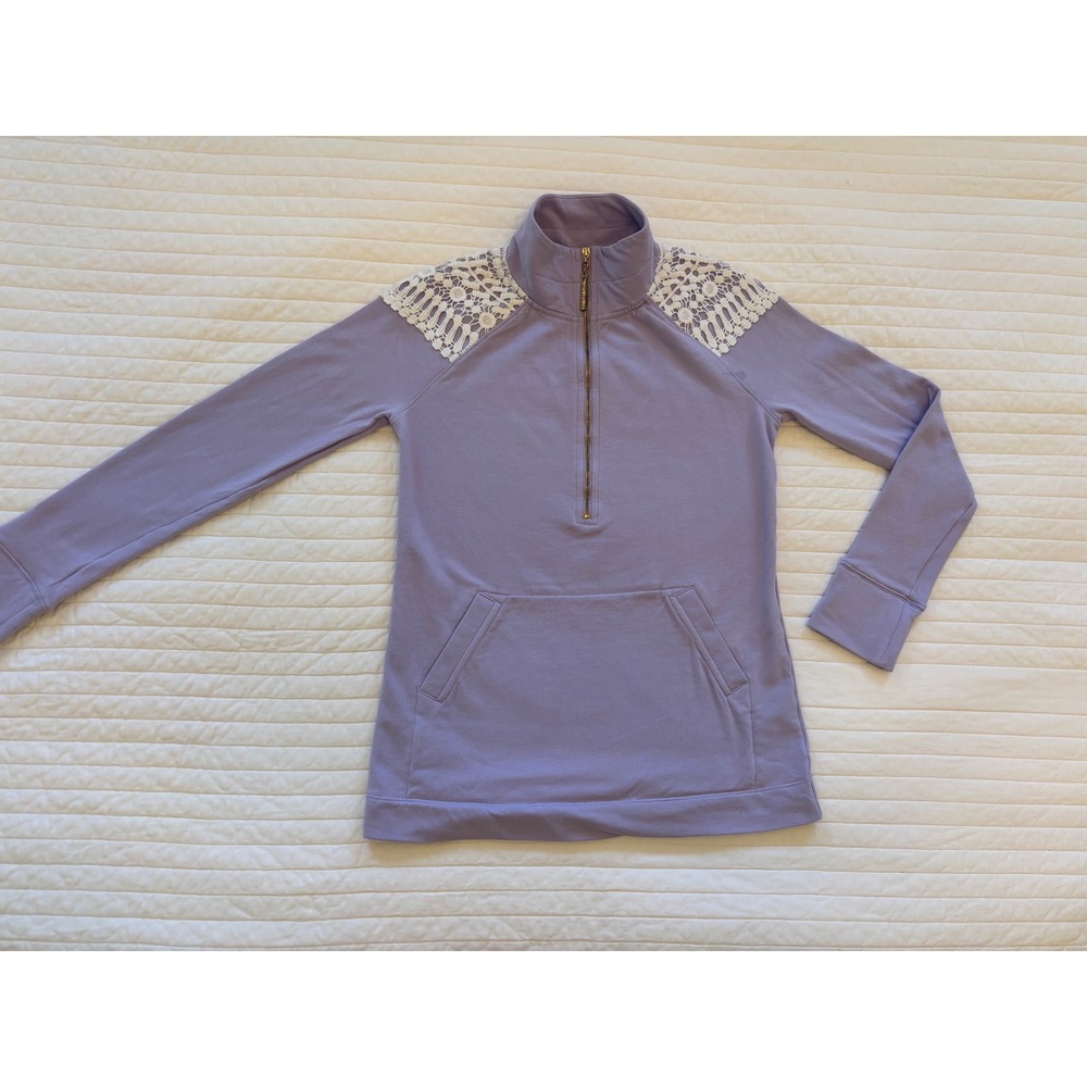 Lilly Pulitzer Preppy Hamptons Country Club Lavender w/ Lace Zip Pullover XXS